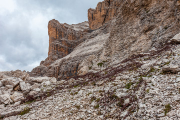 Italian army wire fence rests, Masarè, theater of fierce fighting in 1915 - 16, Tofane, Dolomites, Italy