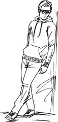 Fashion sketch illustration of man
