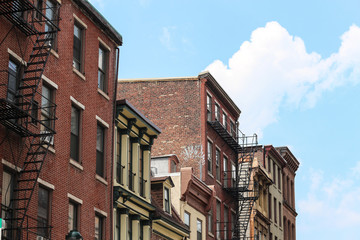 Neighborhood in the City / Brick Housing Buildings / Row Homes 