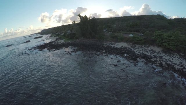 Rocky Hawaiian shore, aerial