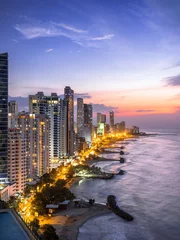  Skyline van Cartagena de Indias in de schemering, Colombia. © R.M. Nunes