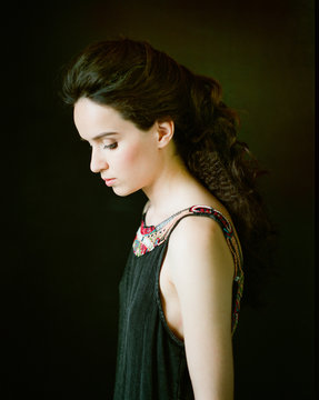 Side view of gentle model in studio