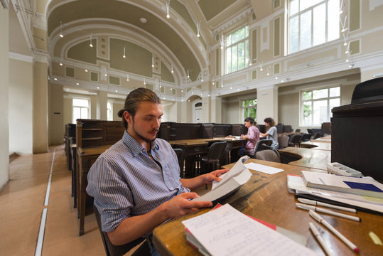 University student studying in the library