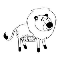 lion cartoon in black dotted silhouette vector illustration