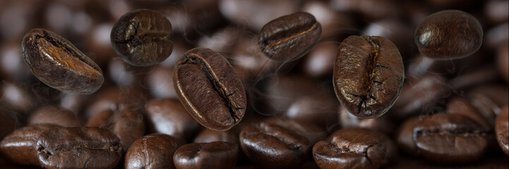 Closeup of roasted coffee bean for background