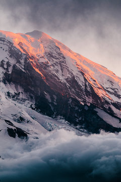 Dramatic Sunset Light on Mt. Rainier