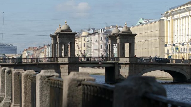 View on The Lomonosov Bridge on The Fontanka River in the summer - St. Petersburg, Russia