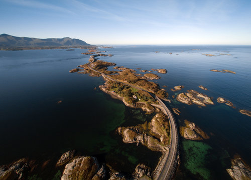 Aerial view of the Atlantic Ocean Road, Norway