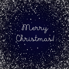 Fototapeta na wymiar Merry Christmas greeting card. Amazing falling stars background. Amazing falling stars on deep blue background. Unusual vector illustration.