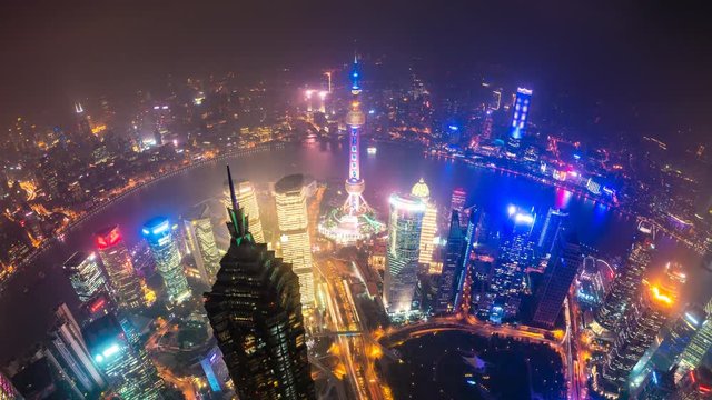 4k timelapse video of Shanghai at night