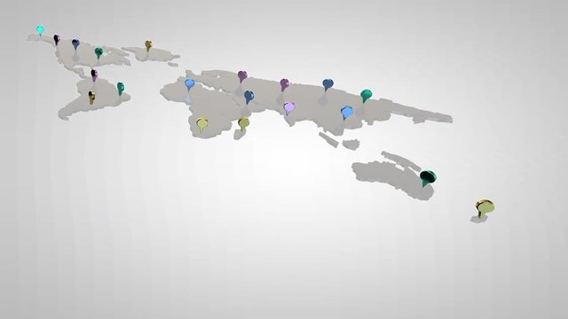 World map with pins