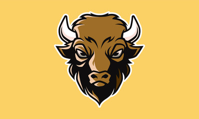 Bison Head Mascot Vector