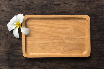 Empty wooden dish on table. background for plain text or product