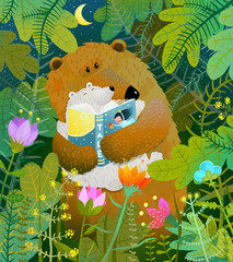 Obraz premium Good night fairy tale before going to bed. Vector illustration.