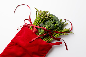 Christmas Broccoli and Asparagus with Bow