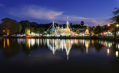 Fototapeta na wymiar Burmese Architectural Style of Wat Chong Klang and Wat Chong Kham. Mae Hong Son, Northern Thailand