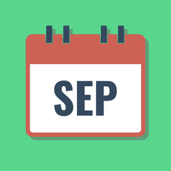 september month name in calendar, flat style vector illustration