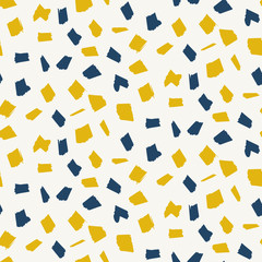 Abstract pattern with blue and yellow blotch elements. Abstract fashion trendy vector texture with sketch shapes for textile, wrapping paper, cover, surface, background, wallpaper