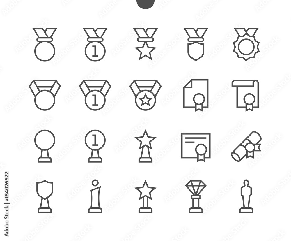 Poster awards ui pixel perfect well-crafted vector thin line icons 48x48 ready for 24x24 grid for web graph