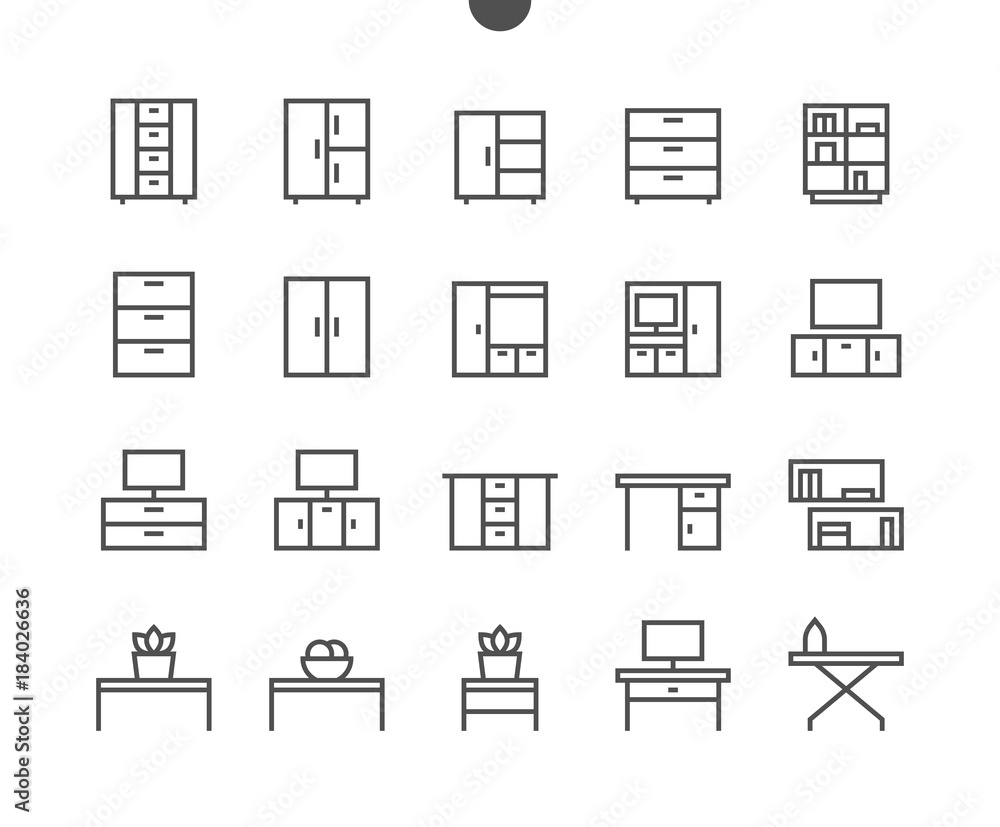 Poster furniture ui pixel perfect well-crafted vector thin line icons 48x48 ready for 24x24 grid for web gr