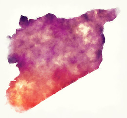 Syria watercolor map in front of a white background