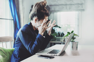 young business woman having a lot hard work and many trouble per day