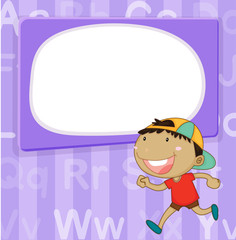 Border template with kid on purple background