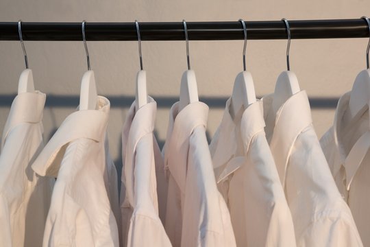 Shirts hanging on cloth hanger
