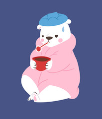 Polar white bear vector animal cute beauty character funny style pose celebrate Xmas Christmas holiday or New Year time big bear animal