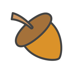 Acorn Cartoon Flat Vector Icon