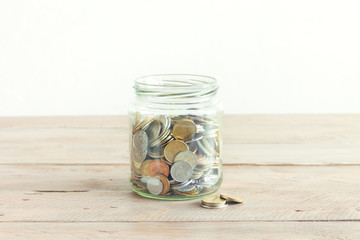 Coins in jar