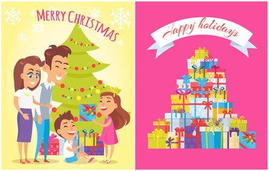 Obraz na płótnie Canvas Merry Christmas Happy Birthday Vector Illustration