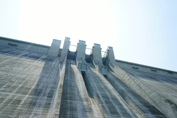 Tableaux ronds sur aluminium brossé Barrage Remblai du barrage de Takizawa
