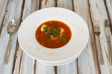 Ukrainian or Russian borscht soup