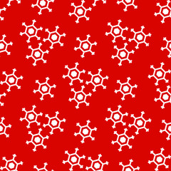 Red christmas seamless pattern. White snowflakes on the red background