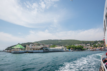 Fototapeta na wymiar View of Burgazada island from sea in Istanbul,Turkey