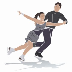 illustration of figure skating couple , vector draw
