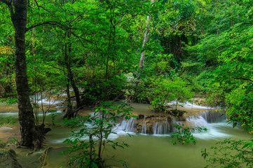 Erawan waterfall, Beautiful waterwall in nationalpark of Kanchanaburi province, ThaiLand.