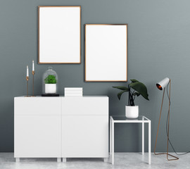Modern cupboard with empty banners