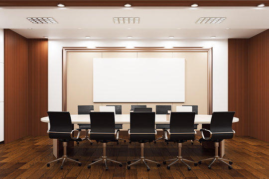 Modern conference room with blank posters