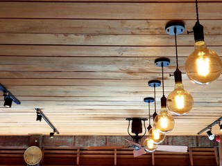 Vintage Lamp on the wood ceiling