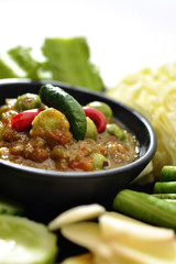 Vegetables Set and Spicy vegetable and spicy herb sauce