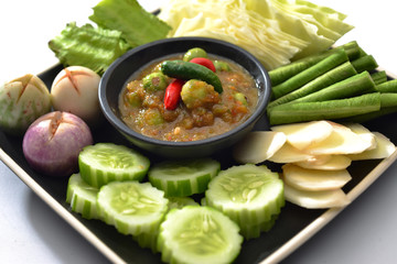 Vegetables Set and Spicy vegetable and spicy herb sauce