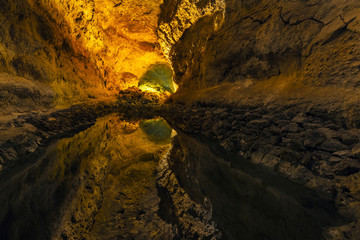 Cueva de los Verdes, (Green Cave) a lava tube in Lanzarote, Spain