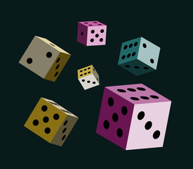 Dice on dark background Vector illustration for the casino