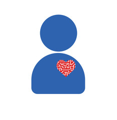 Vector logo or icon of a person with labyrinth in the heart.