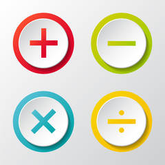 Fototapeta premium Collection of math symbols - 3d buttons. Vector.