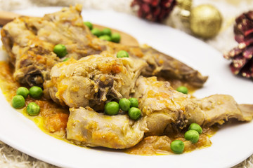 Christmas food, rabbit stew