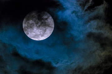 Naklejka na ściany i meble Thin cloud flowing over shiny moon - Super Moon