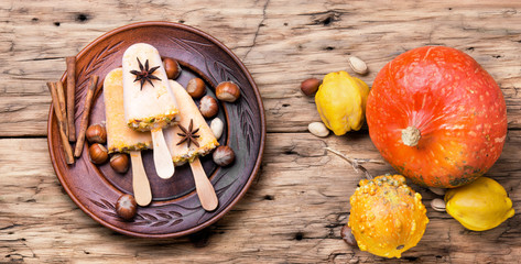 unusual ice cream with pumpkin